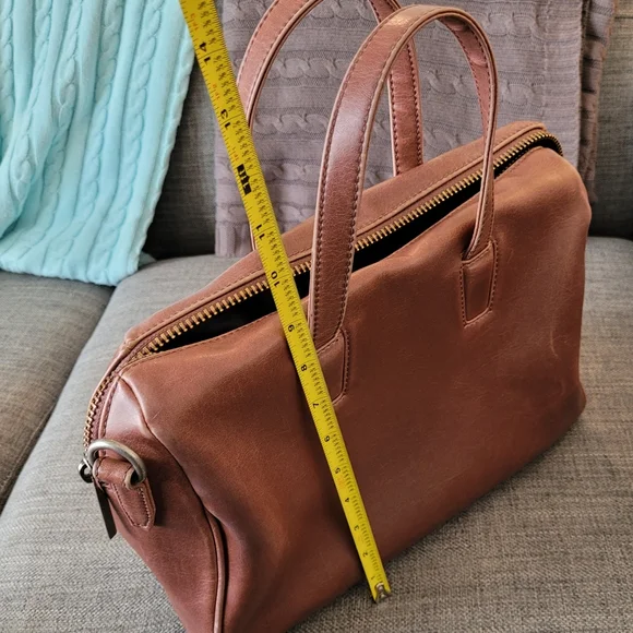 Matt & Nat Vegan Leather Brown Mitsuko Bowling Satchel and Crossbody Bag - Picture 6 of 16